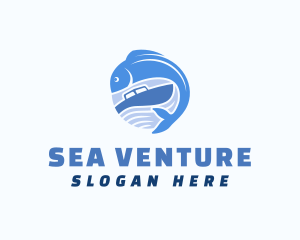 Ocean Fishing Boat logo design