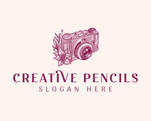 Camera Photography Floral logo design