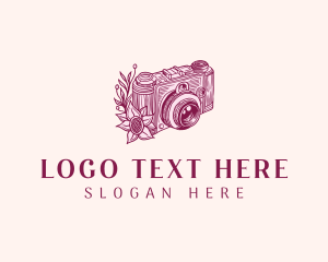 Cinematography - Camera Photography Floral logo design
