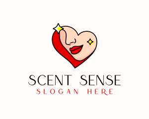 Nose - Heart Female Lips logo design