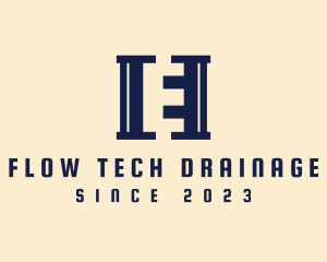 Drainage - Drainage Pipe Letter E logo design