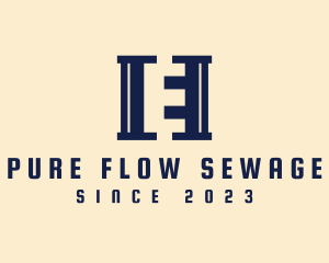 Sewage - Drainage Pipe Letter E logo design