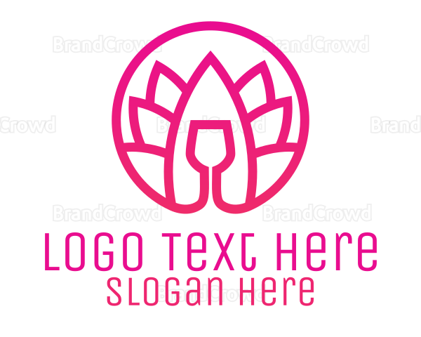 Pink Wine Glass Lotus Logo