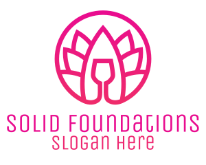 Pink Wine Glass Lotus Logo
