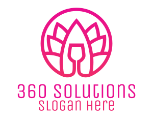 Pink Wine Glass Lotus logo design