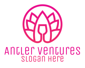 Pink Wine Glass Lotus logo design