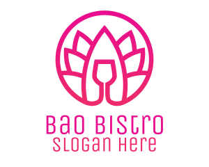 Pink Wine Glass Lotus logo design