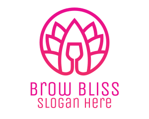 Pink Wine Glass Lotus logo design