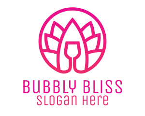 Pink Wine Glass Lotus logo design