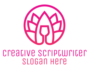 Pink Wine Glass Lotus logo design