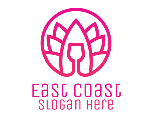 Pink Wine Glass Lotus logo design