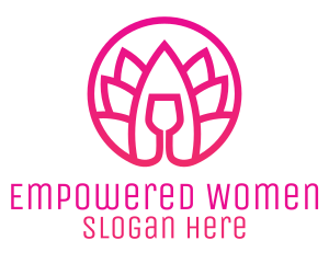 Women - Pink Wine Glass Lotus logo design