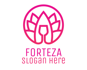 Pink Wine Glass Lotus logo design