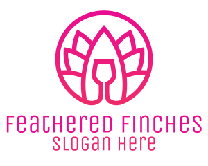 Pink Wine Glass Lotus logo design