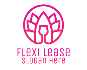 Pink Wine Glass Lotus logo design