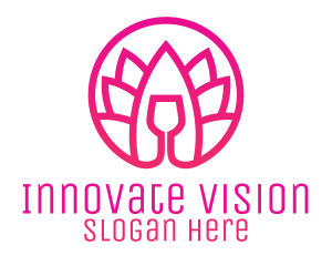 Pink Wine Glass Lotus logo design