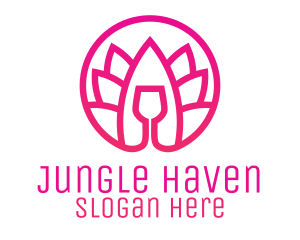 Pink Wine Glass Lotus logo design