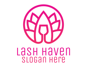 Pink Wine Glass Lotus logo design