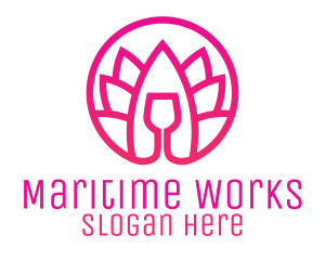 Pink Wine Glass Lotus logo design