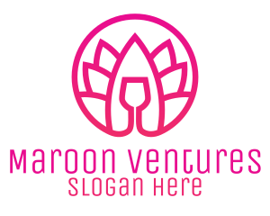 Pink Wine Glass Lotus logo design