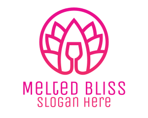 Pink Wine Glass Lotus logo design