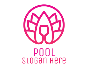 Pink Wine Glass Lotus logo design