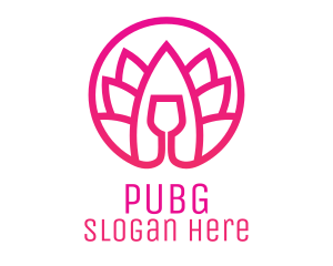 Pink Wine Glass Lotus logo design