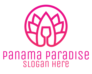 Pink Wine Glass Lotus logo design