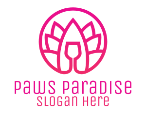 Pink Wine Glass Lotus logo design