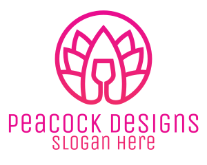 Pink Wine Glass Lotus logo design