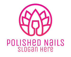 Pink Wine Glass Lotus logo design