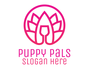 Pink Wine Glass Lotus logo design