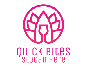 Pink Wine Glass Lotus logo design