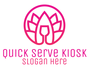 Pink Wine Glass Lotus logo design