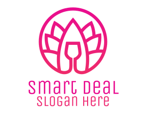 Pink Wine Glass Lotus logo design