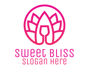 Pink Wine Glass Lotus logo design