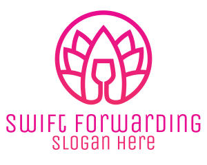 Pink Wine Glass Lotus logo design