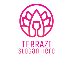 Pink Wine Glass Lotus logo design