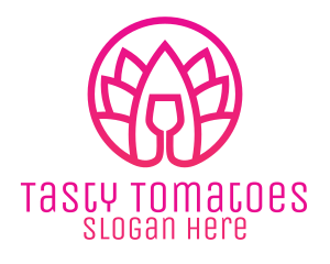 Pink Wine Glass Lotus logo design