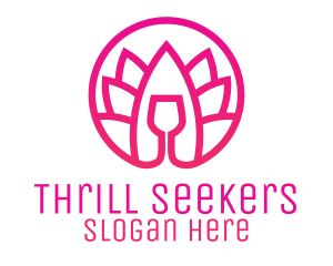 Pink Wine Glass Lotus logo design