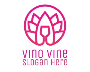 Wine - Pink Wine Glass Lotus logo design