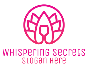 Pink Wine Glass Lotus logo design