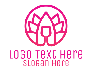 Pink Wine Glass Lotus Logo