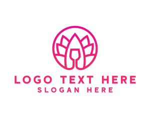 Pink Wine Glass Lotus logo design