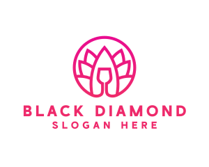 Pink Wine Glass Lotus logo design