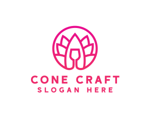 Pink Wine Glass Lotus logo design