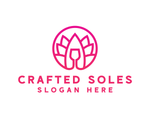 Pink Wine Glass Lotus logo design