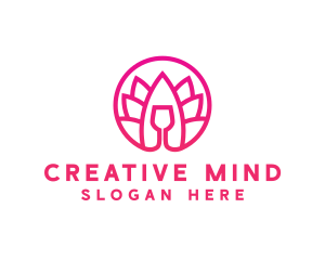 Pink Wine Glass Lotus logo design