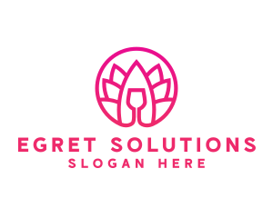 Pink Wine Glass Lotus logo design