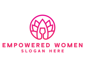 Pink Wine Glass Lotus logo design